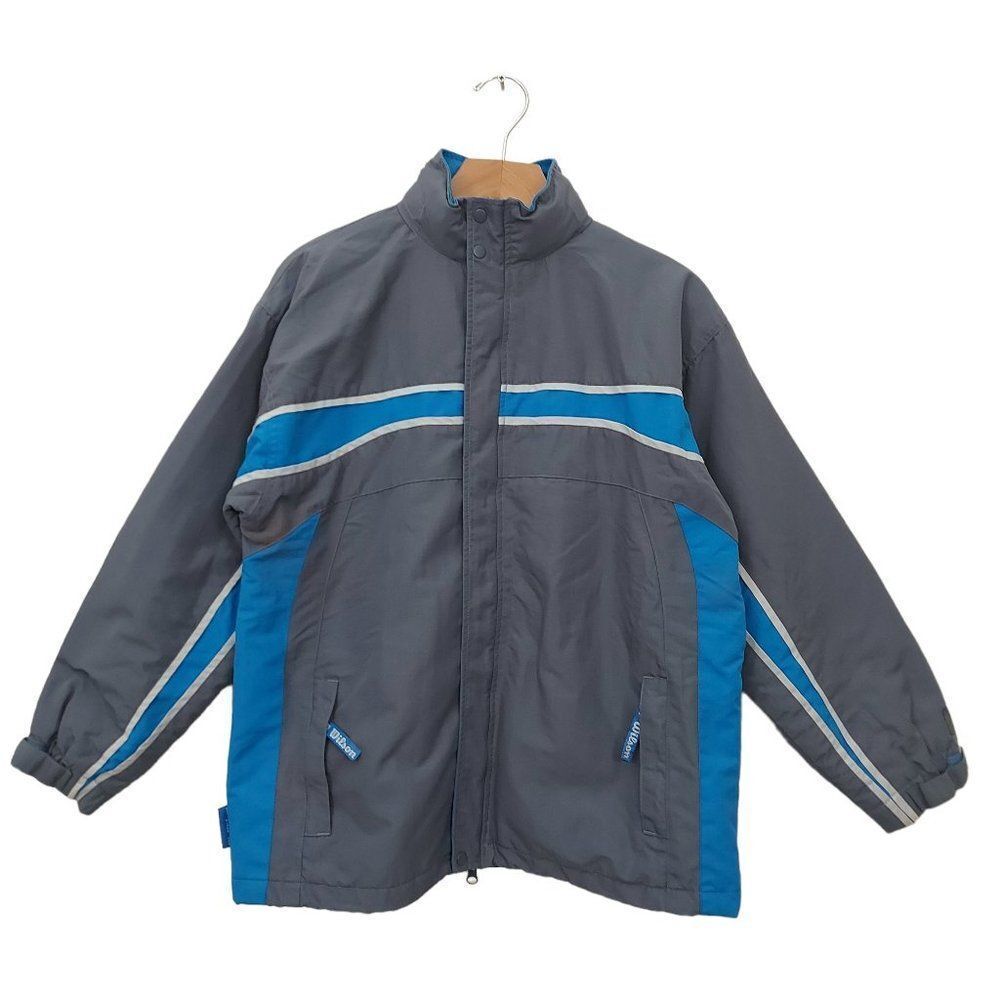 Wilson Hooded Jacket Boys Medium Gray Full Zip Fleece Insulated Water-Repellent